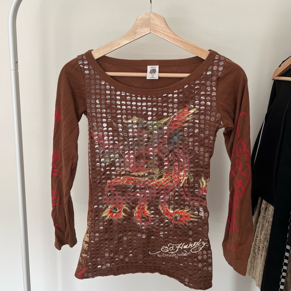 Y2K ed hardy orange top